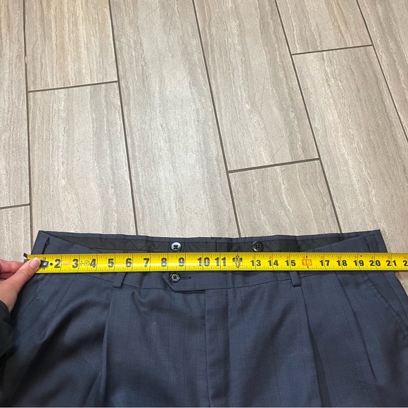 Burberry Men’s Navy Plaid Wool Blend Trouser Business Pants Size 42 - Picture 5 of 7